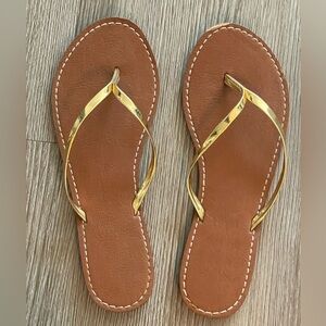 Gold Metallic Flip Flop Sandals - Women